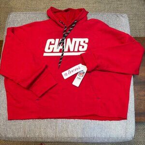 NFL NY Giants Cropped Teen Oversized Hoodie, Size X Large 15/17